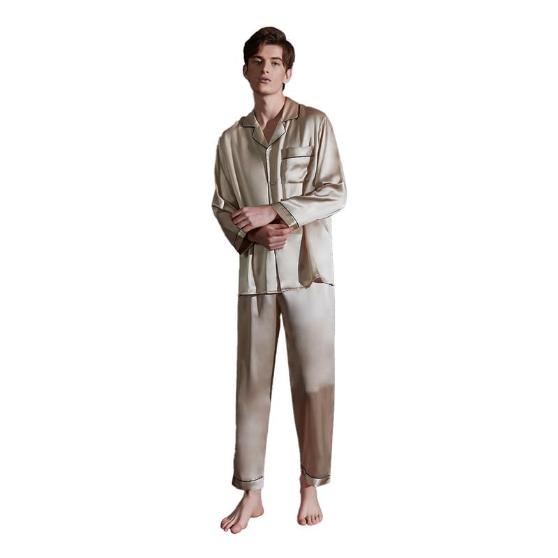 Mens Mulberry Silk Button Front Pajama Set