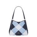 Womens Medium Patchwork Suede Triple Compartment Shoulder Bag