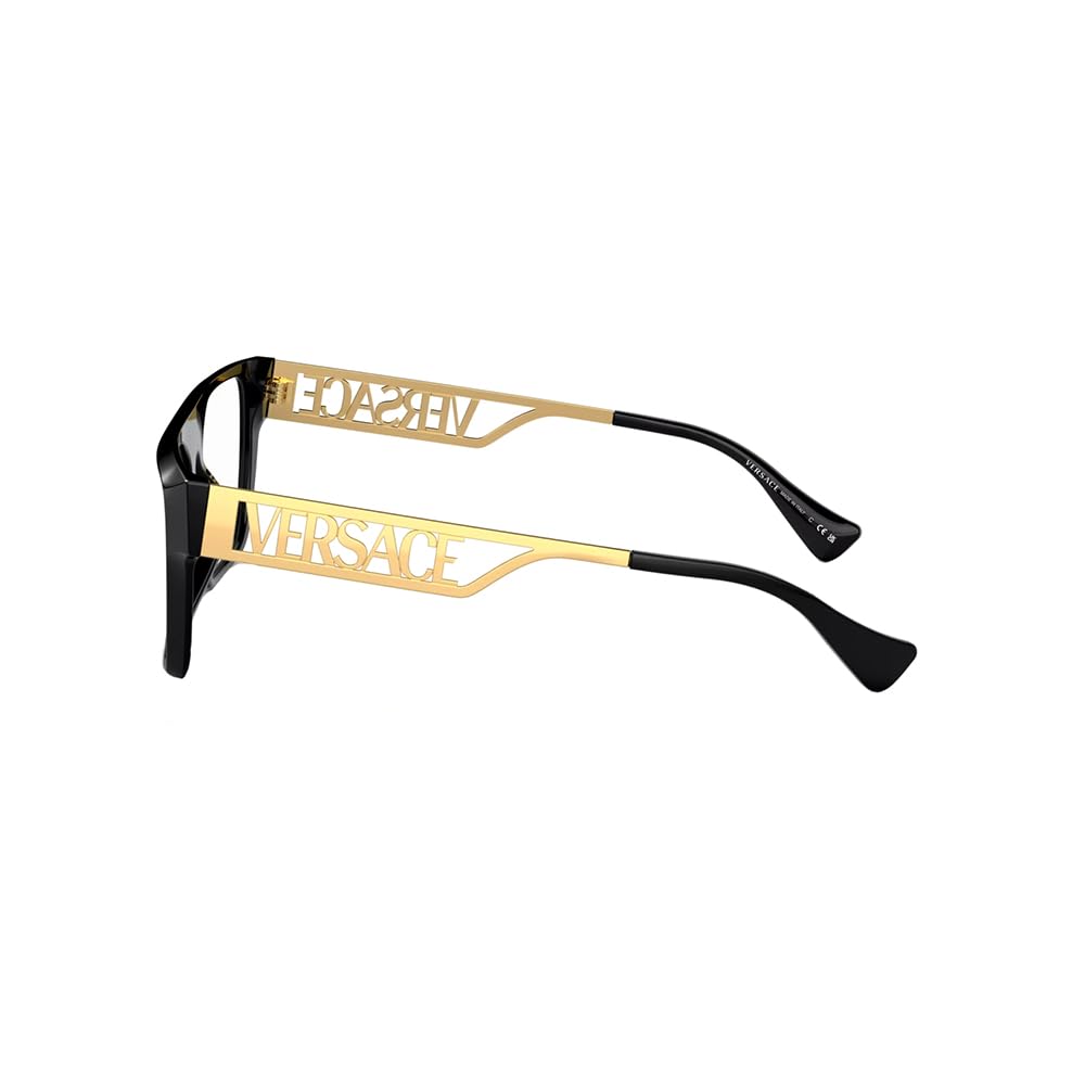 Black and Gold Rectangle Eyeglasses 55mm