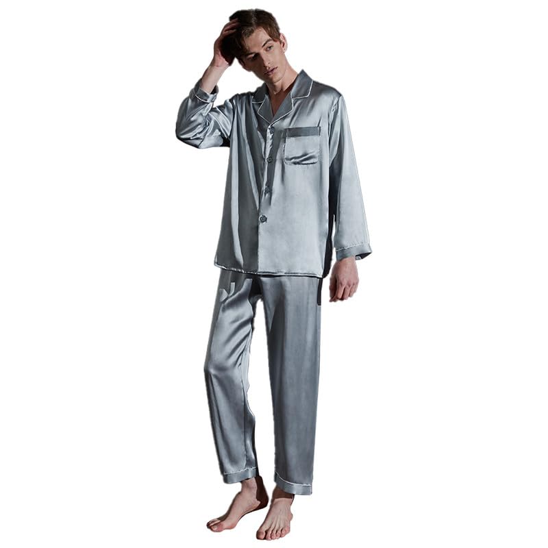 Mens Mulberry Silk Button Front Pajama Set