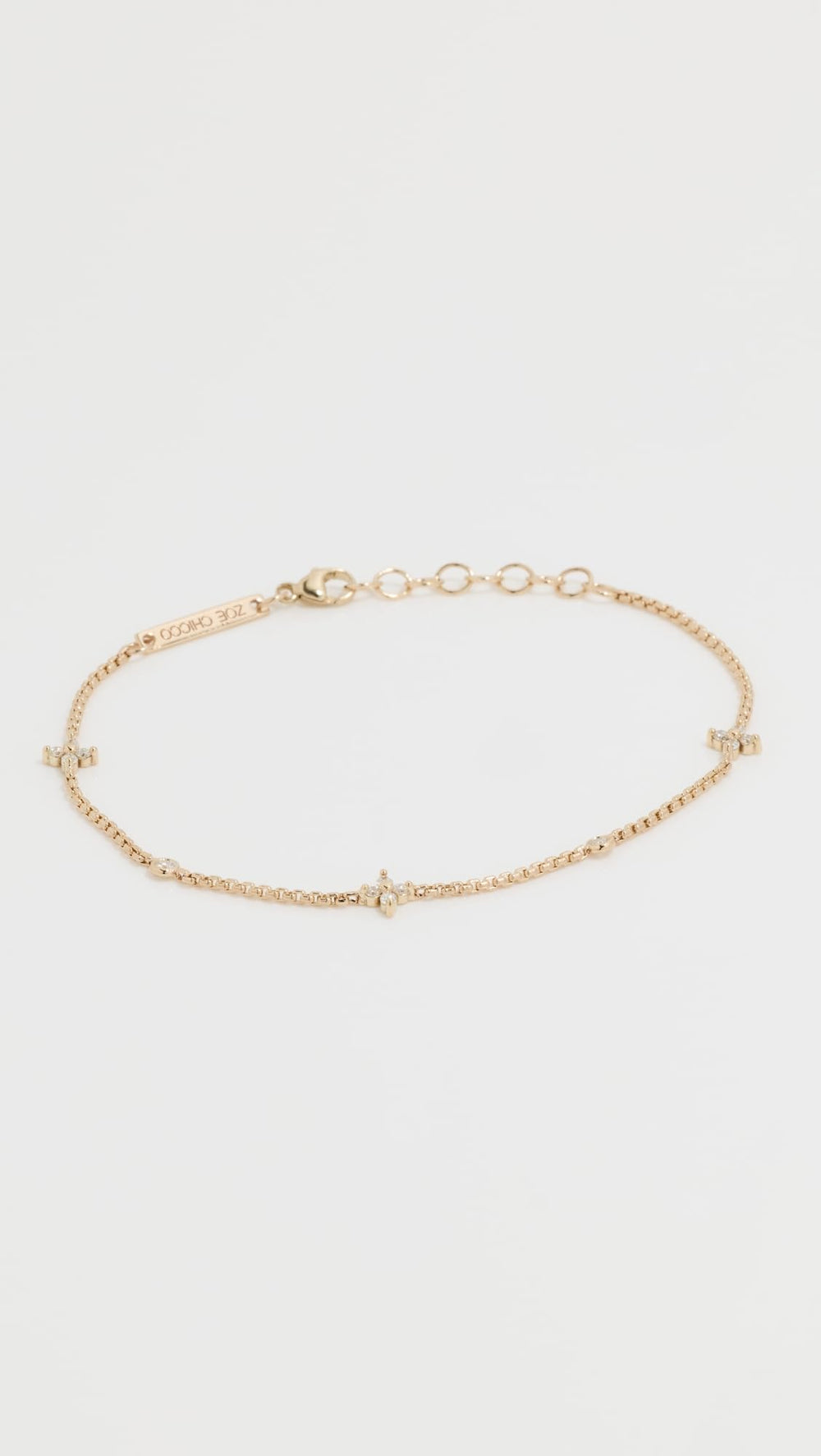 14K Gold Quad and Floating Diamond Station Bracelet