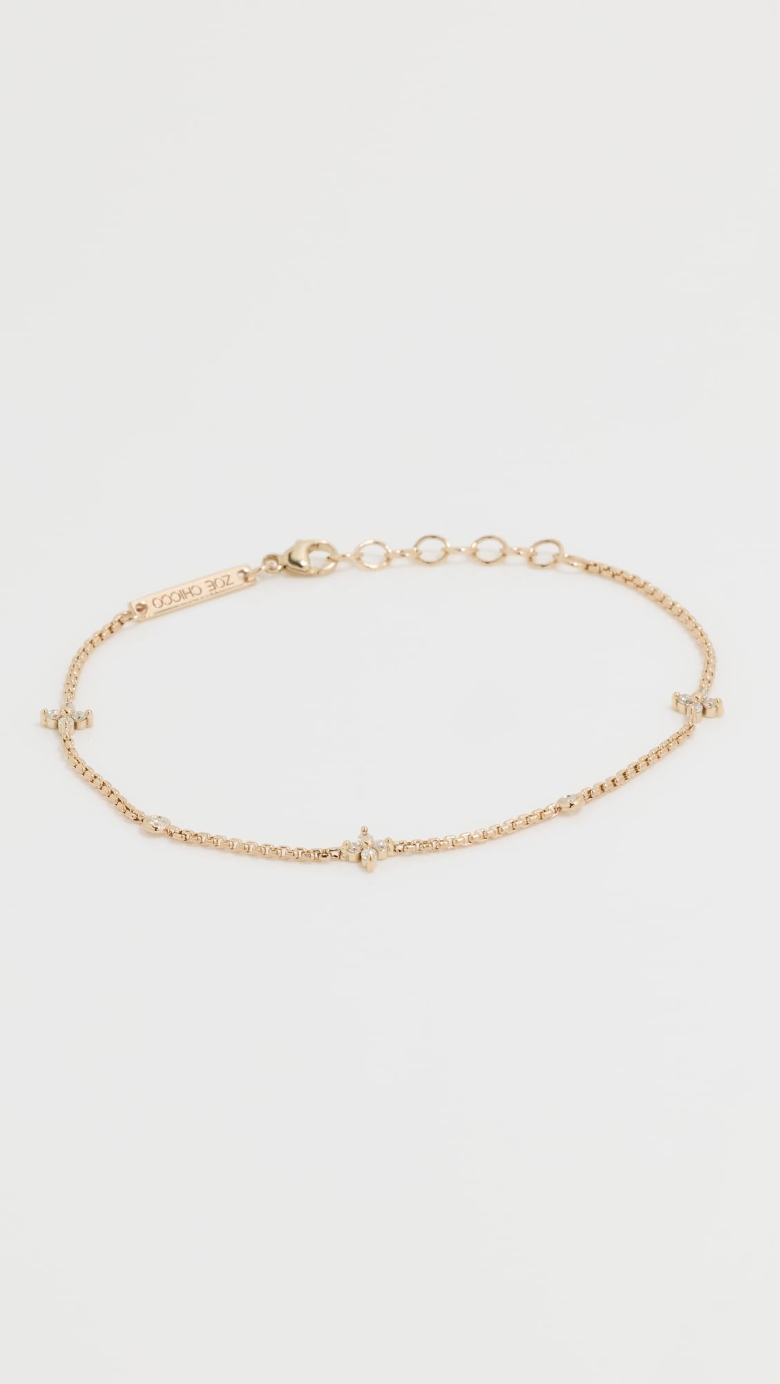 14K Gold Quad and Floating Diamond Station Bracelet
