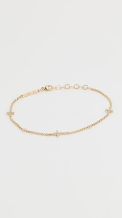 14K Gold Quad and Floating Diamond Station Bracelet