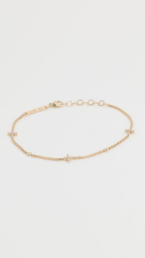 14K Gold Quad and Floating Diamond Station Bracelet