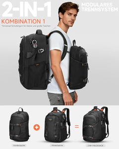 Flight Approved Detachable 2 in 1 50L Laptop Travel Backpack