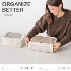 Double Zipper Compression Packing Cubes for Travel