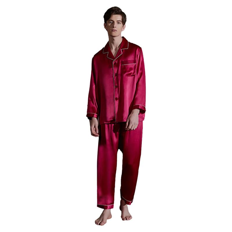 Mens Mulberry Silk Button Front Pajama Set