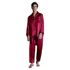 Mens Mulberry Silk Button Front Pajama Set