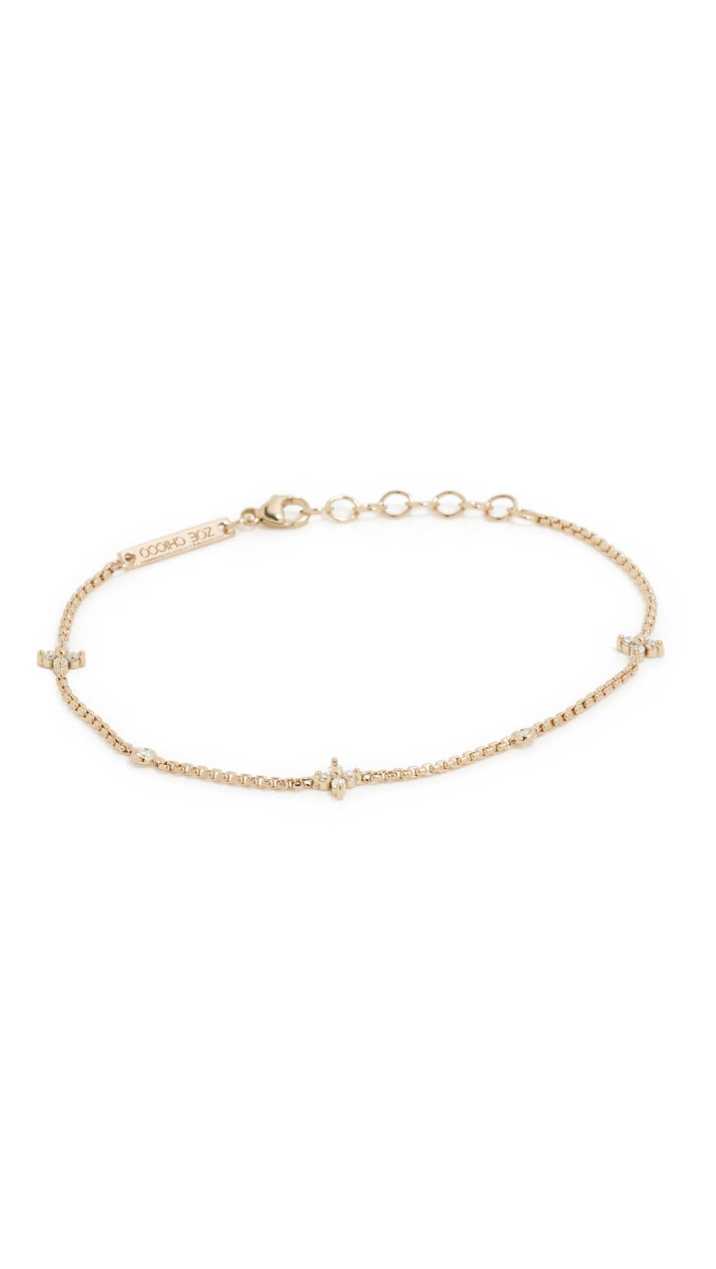 Zoe Chicco Women's 14k Gold Quad and Floating Diamond Station Bracelet