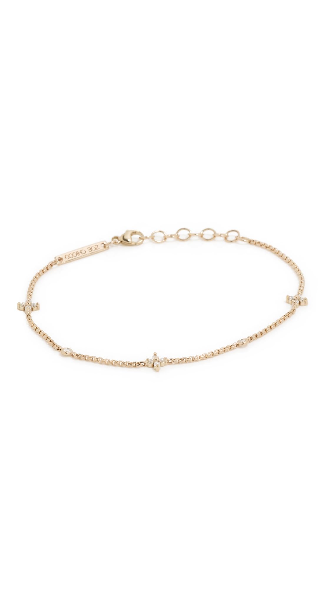 14K Gold Quad and Floating Diamond Station Bracelet