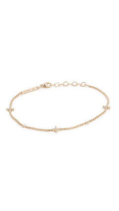 14K Gold Quad and Floating Diamond Station Bracelet