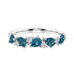 14K Gold Pear Lab Alexandrite and Diamond Half Eternity Ring