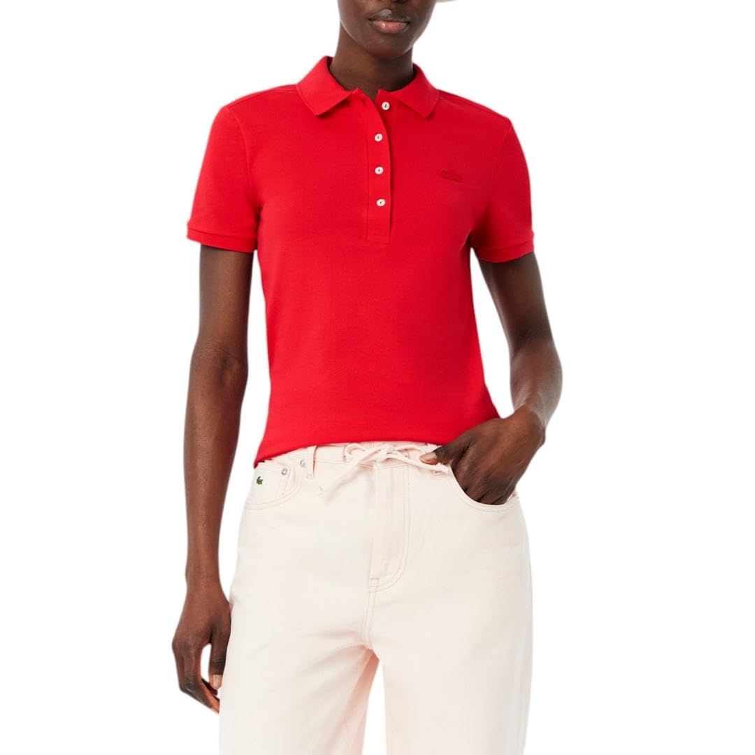 Womens Slim Fit Stretch Pique Polo Shirt