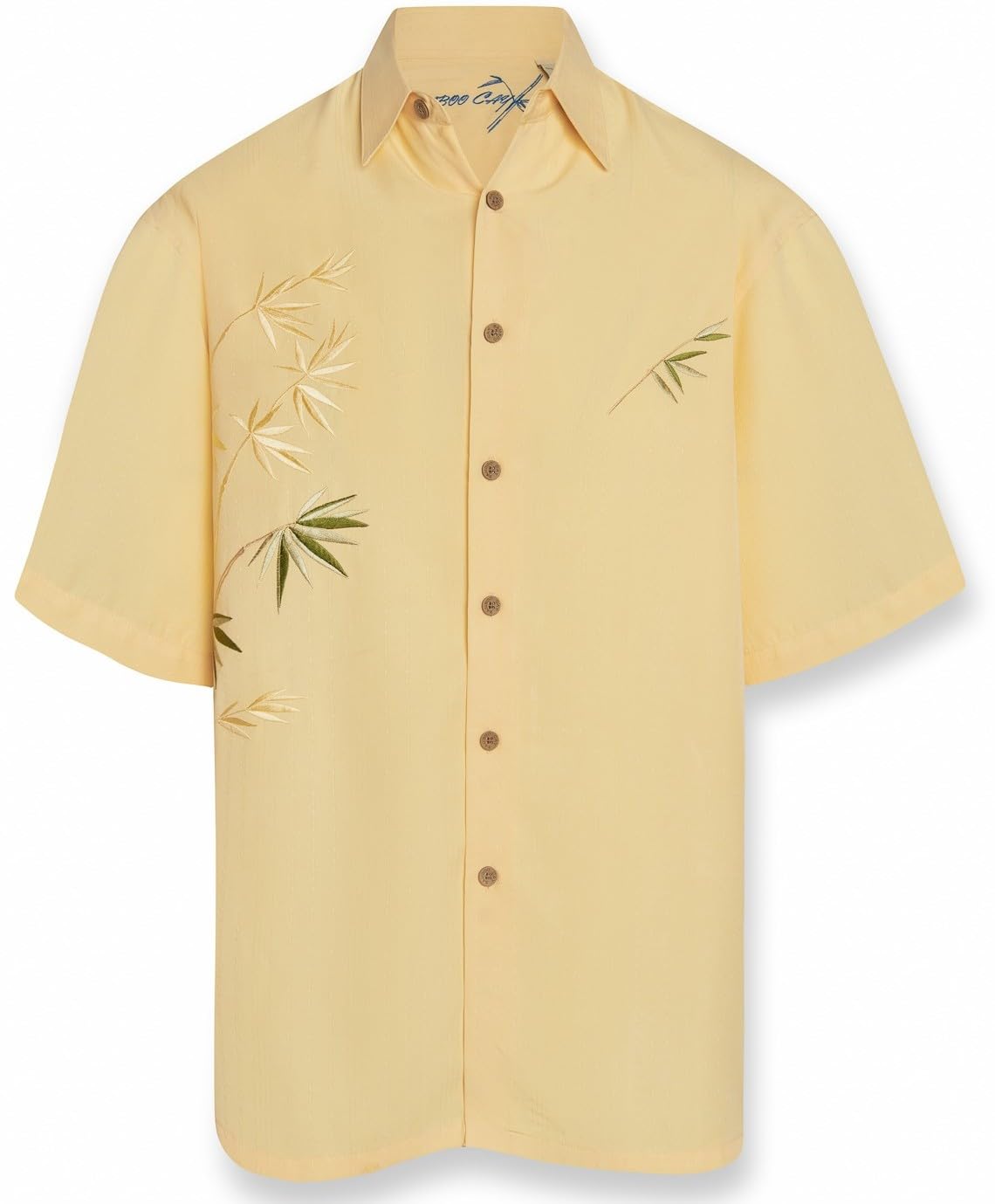 Mens Short Sleeve Bamboo Embroidered Casual Shirt