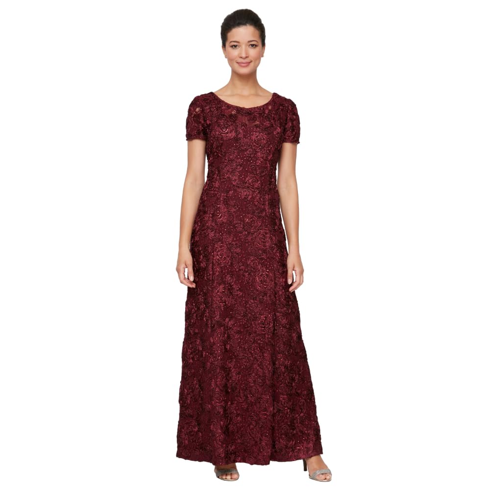 Womens Long Rosette Mother of the Bride Dress