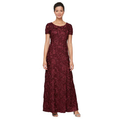 Womens Long Rosette Mother of the Bride Dress