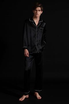 Mens Mulberry Silk Button Front Pajama Set