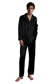 Mens Mulberry Silk Button Front Pajama Set