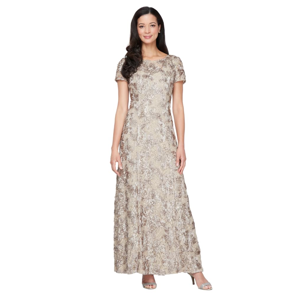 Womens Long Rosette Mother of the Bride Dress