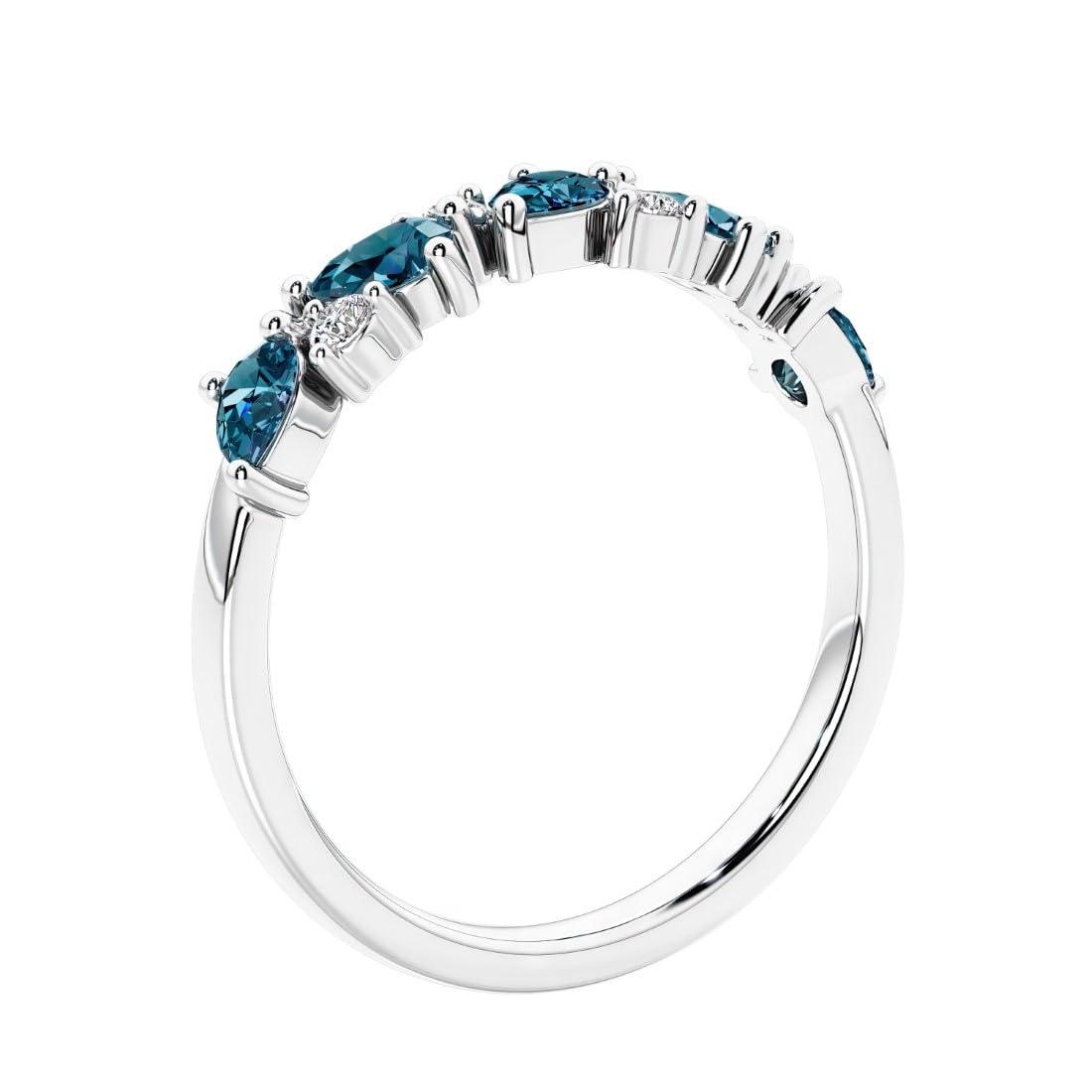 14K Gold Pear Lab Alexandrite and Diamond Half Eternity Ring