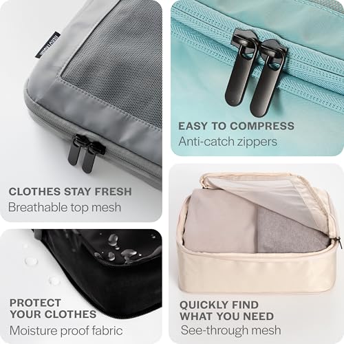 Double Zipper Compression Packing Cubes for Travel