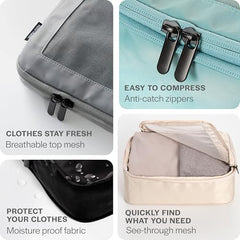 Double Zipper Compression Packing Cubes for Travel
