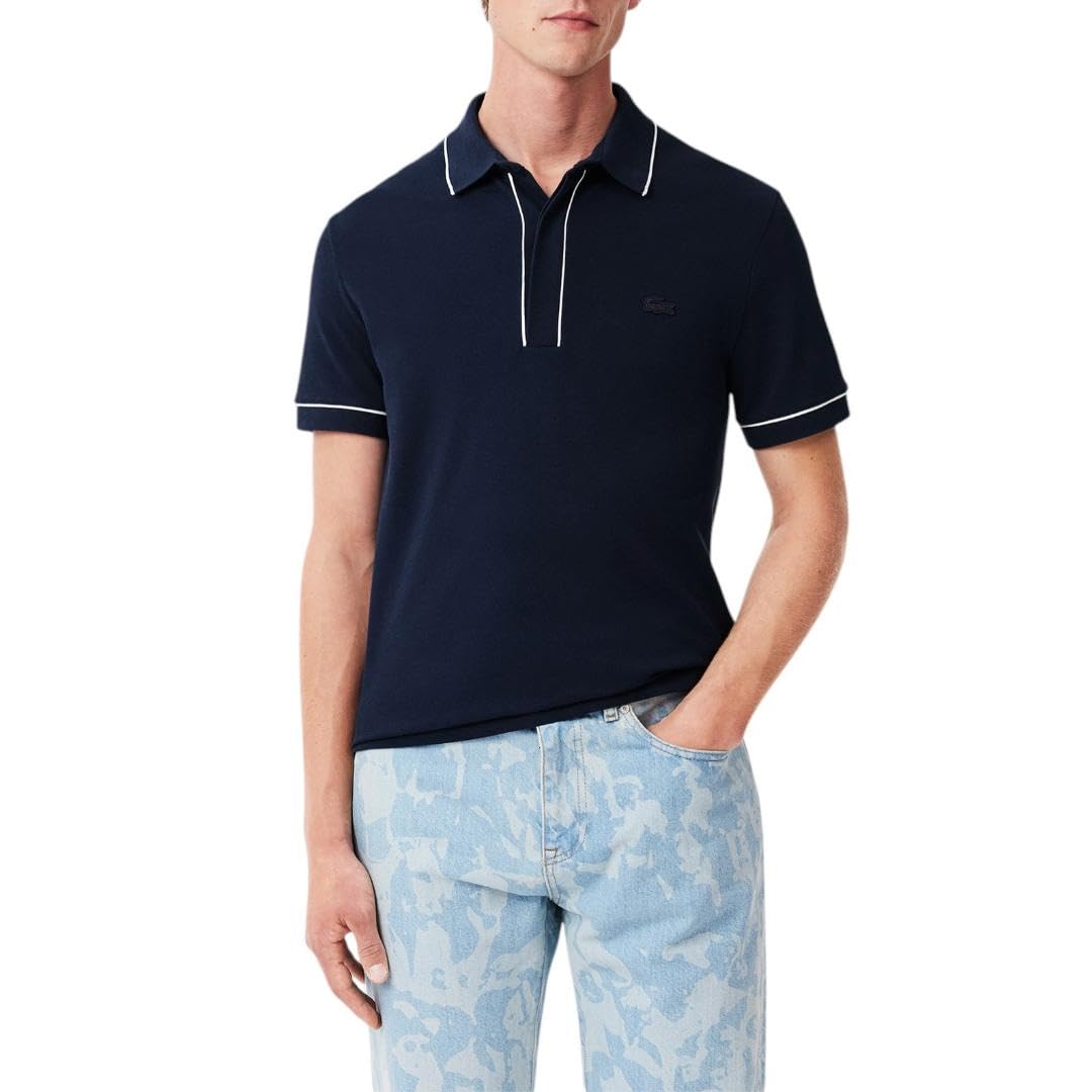 Mens Regular Fit Contrast Stretch Pique Polo Shirt
