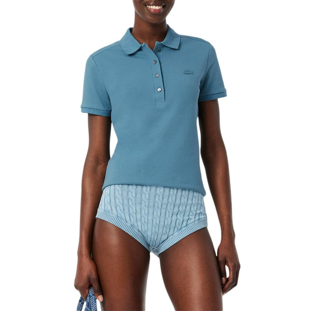 Womens Slim Fit Stretch Pique Polo Shirt