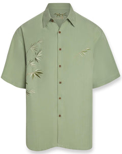 Mens Short Sleeve Bamboo Embroidered Casual Shirt