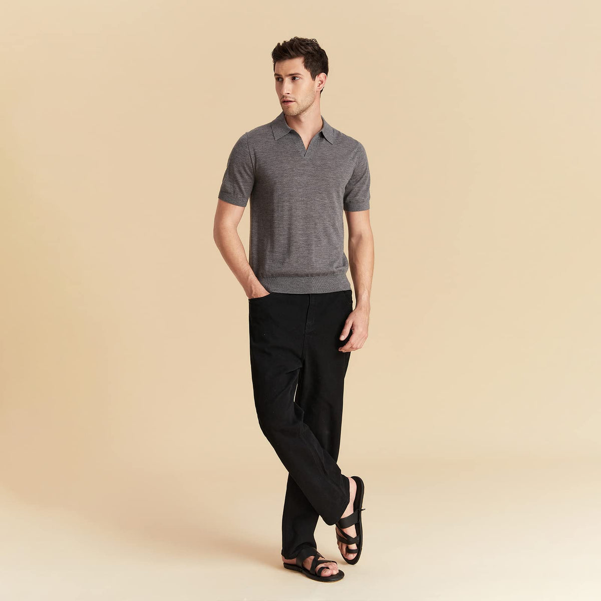 Mens Lightweight Merino Wool Short Sleeve Polo Shirt