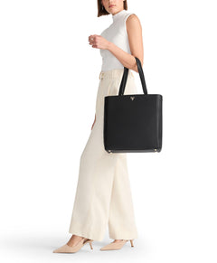 Womens Lightweight Leather Tote with Crossbody Strap and Laptop Storage
