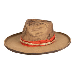 Vintage Distressed Wool Felt Pencil Brim Fedora Hat