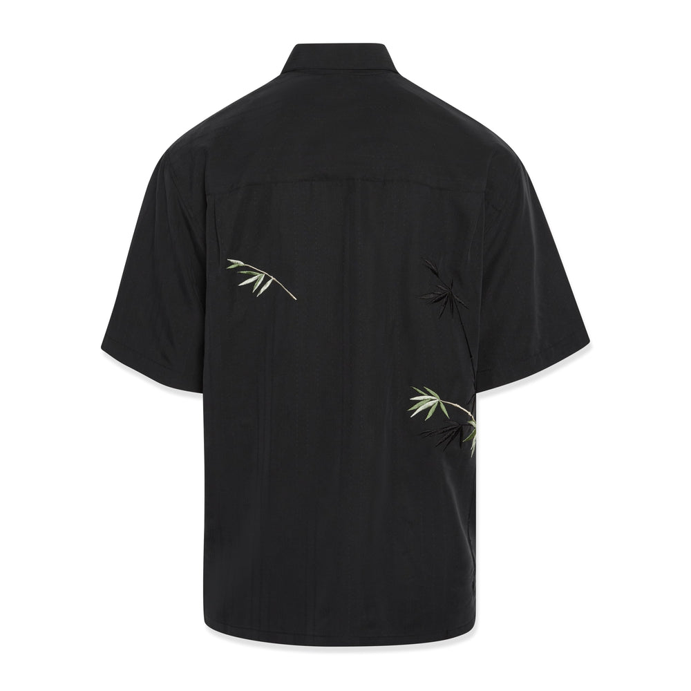 Mens Short Sleeve Bamboo Embroidered Casual Shirt