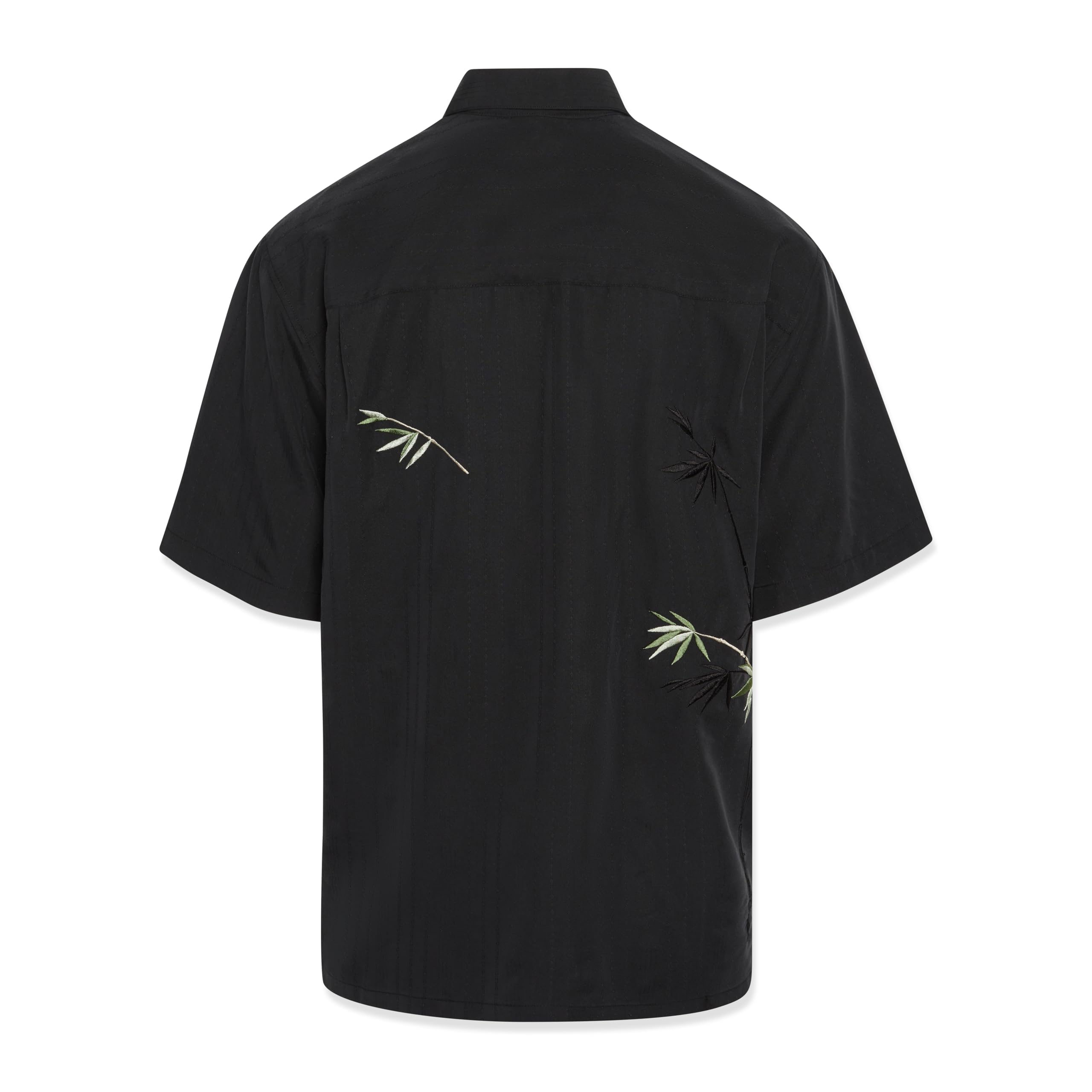 Mens Short Sleeve Bamboo Embroidered Casual Shirt