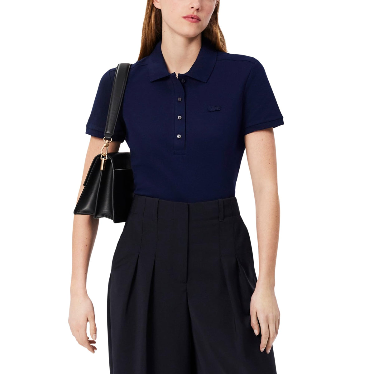 Womens Slim Fit Stretch Pique Polo Shirt
