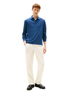 Mens Long Sleeve Regular Fit Stretch Pique Cotton Polo