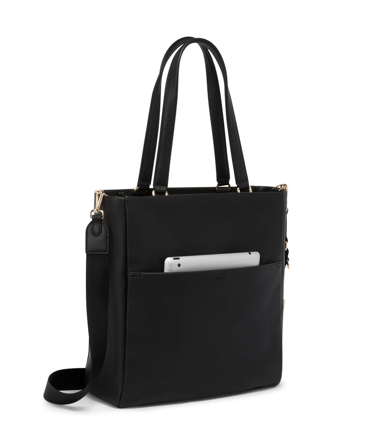 Womens Lightweight Leather Tote with Crossbody Strap and Laptop Storage