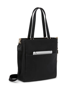 Womens Lightweight Leather Tote with Crossbody Strap and Laptop Storage