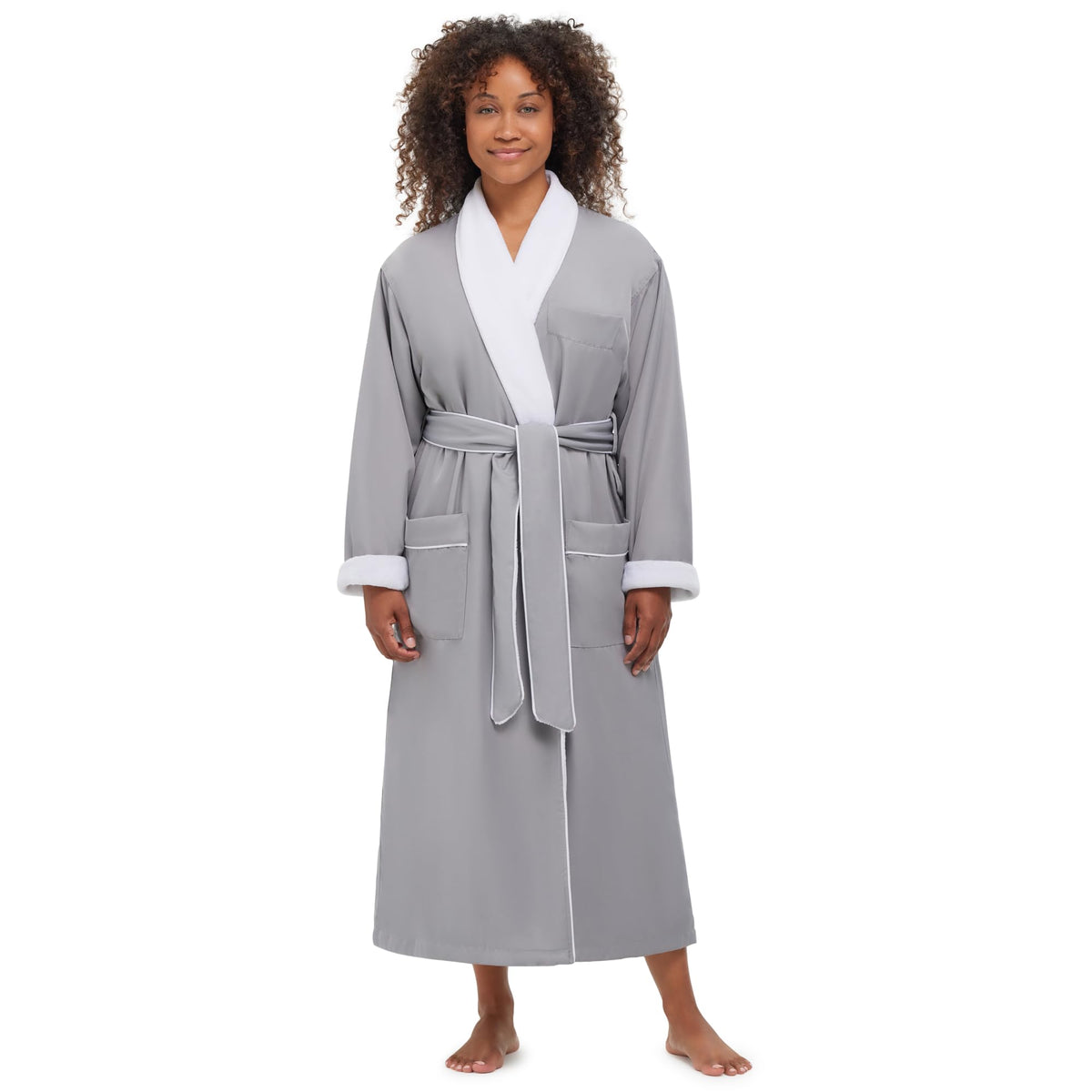 Unisex Plush Lined Microfiber Bath Robe