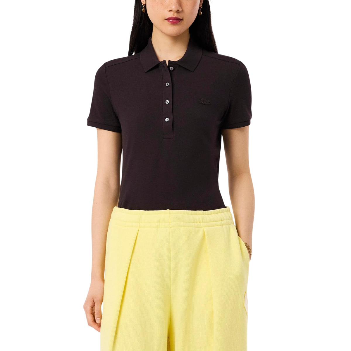 Womens Slim Fit Stretch Pique Polo Shirt