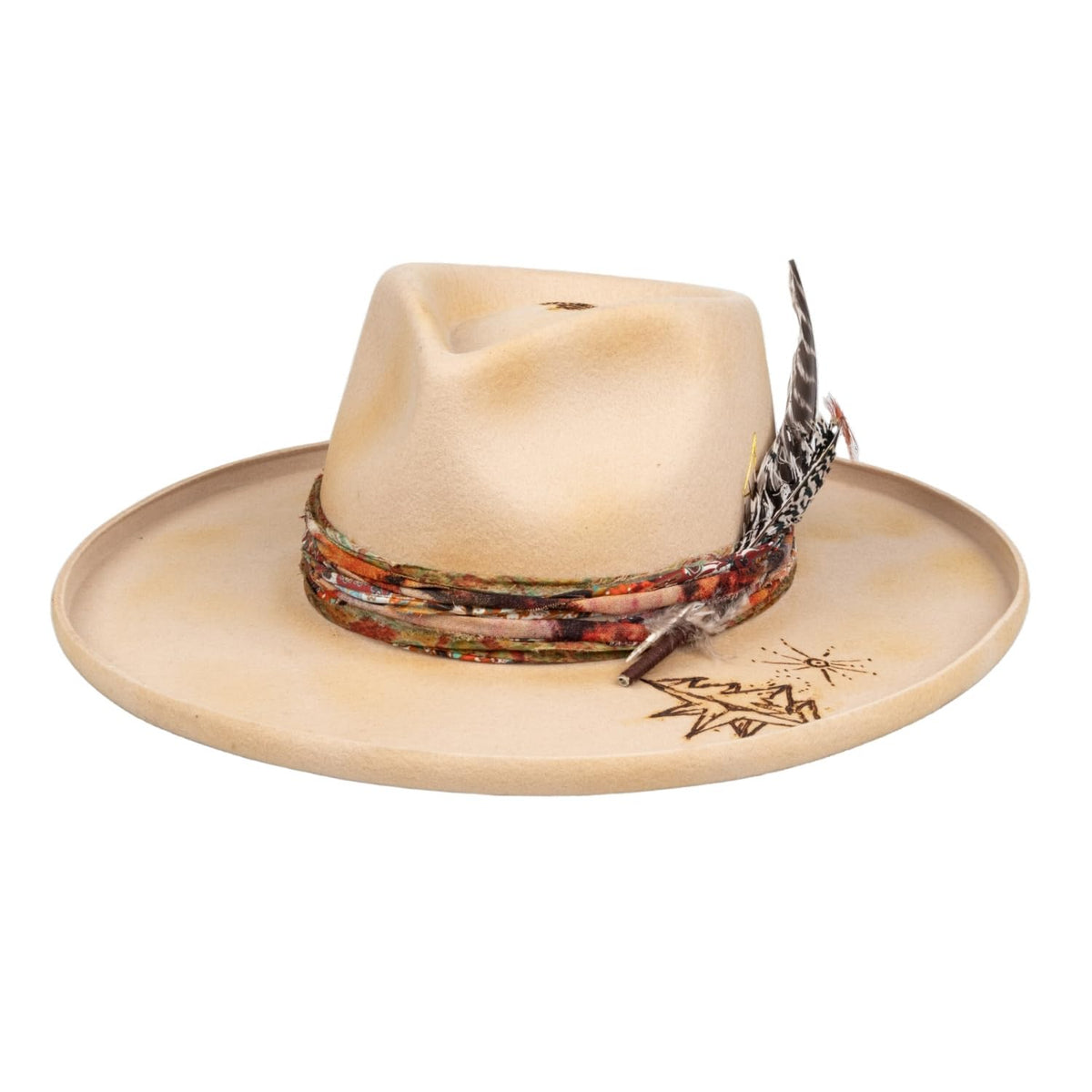 Vintage Distressed Wool Felt Pencil Brim Fedora Hat