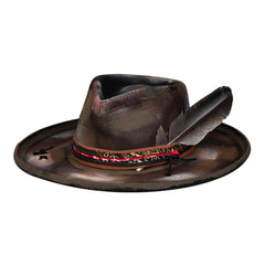 Vintage Distressed Wool Felt Pencil Brim Fedora Hat