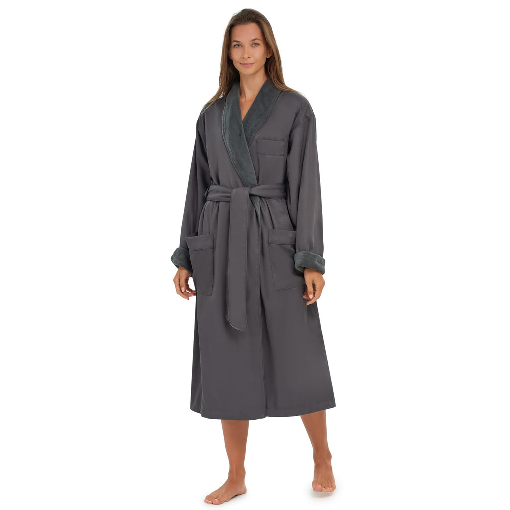 Unisex Plush Lined Microfiber Bath Robe