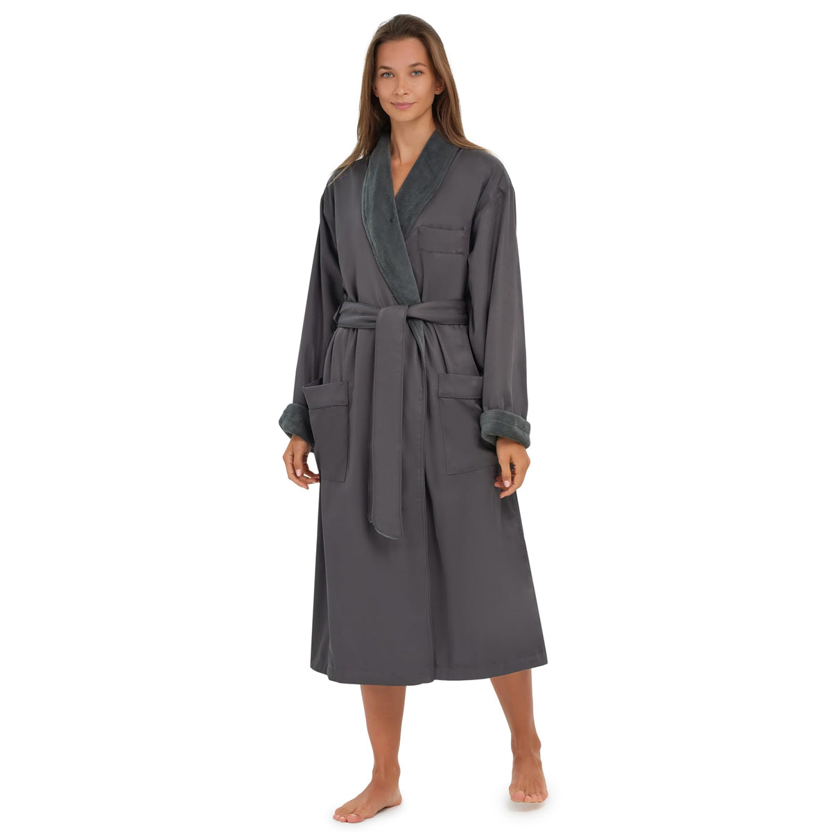 Unisex Plush Lined Microfiber Bath Robe