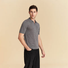 Mens Lightweight Merino Wool Short Sleeve Polo Shirt