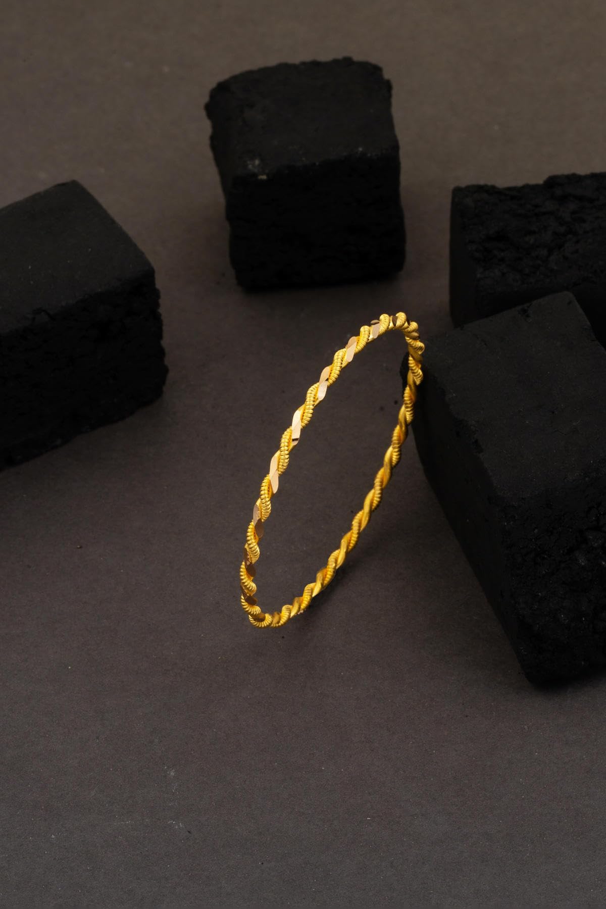 22K Yellow Gold Traditional Double Twisted Burma Bracelet for Women