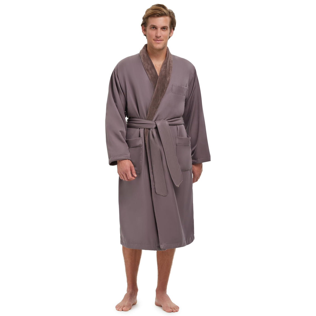 Unisex Plush Lined Microfiber Bath Robe
