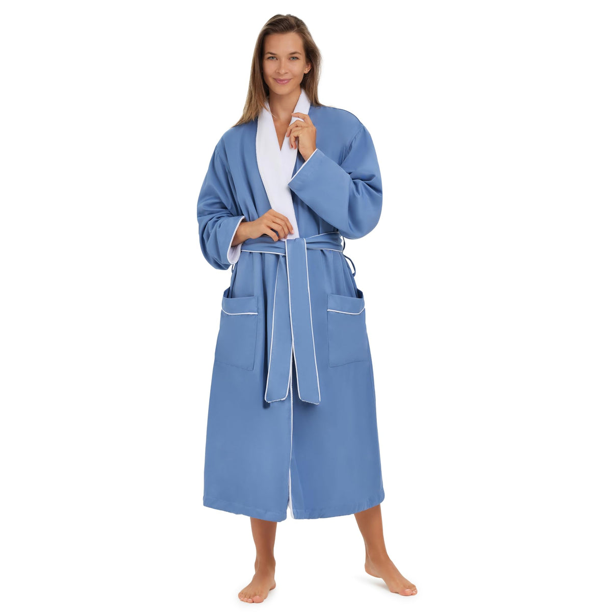 Unisex Plush Lined Microfiber Bath Robe