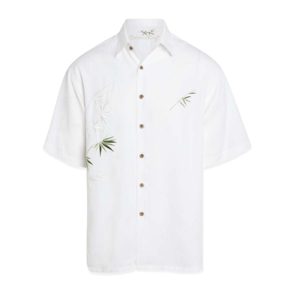 Mens Short Sleeve Bamboo Embroidered Casual Shirt