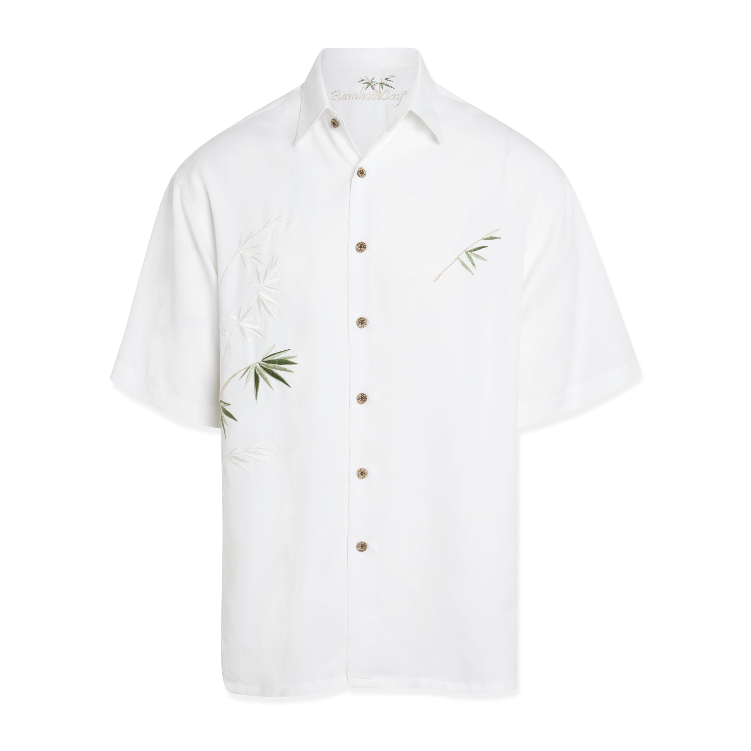 Mens Short Sleeve Bamboo Embroidered Casual Shirt